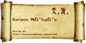 Korpos Mátyás névjegykártya